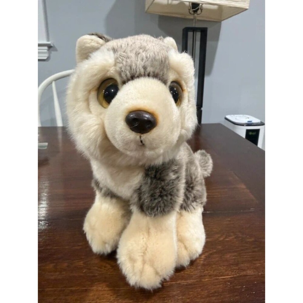 Ty Rocky Timber Wolf Plush Gray Cream 2011 Big Gold Eyes Stuffed Animal